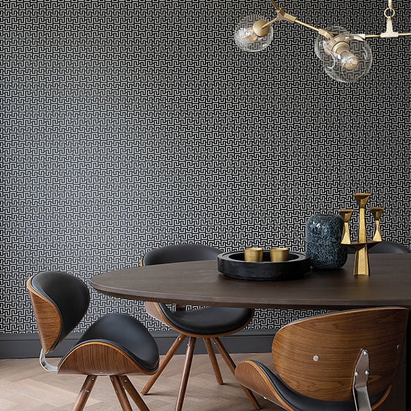 Galerie Wallpaper Product code: BO23084R - Luxe Wallpaper Collection - Black Silver Colours - Greek Key Design