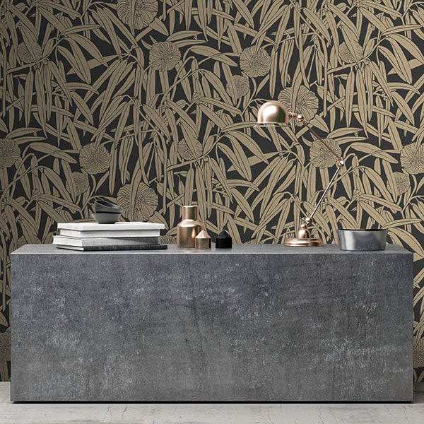 Galerie Wallpaper Product code: DA23232R - Luxe Wallpaper Collection - Gold Black Colours - Two Tone Leaf Design