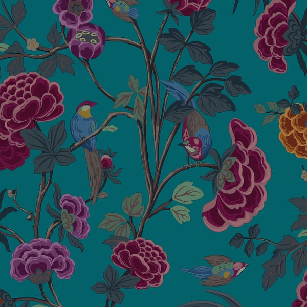 Galerie Wallpaper Product code: DA23243 - Luxe Wallpaper Collection - Green Red Colours - Blooms and Birds Design