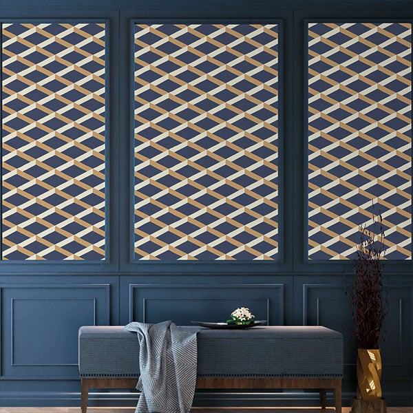 Galerie Wallpaper Product code: DA23252R - Luxe Wallpaper Collection - Blue Yellow Colours - Shadow Trellis Design