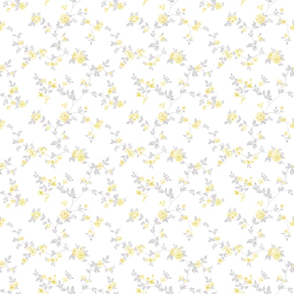 Galerie Wallpaper Product code: G56650 - Small Prints Wallpaper Collection - Yellow White Grey Colours - Delicate Floral Design