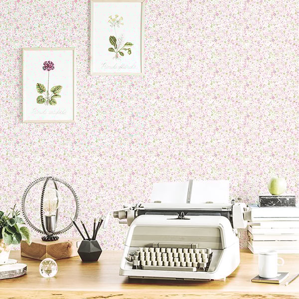Galerie Wallpaper Product code: G56669R - Small Prints Wallpaper Collection - Pink Green Cream Colours - Mini Mod Floral Design