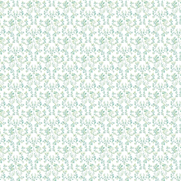 Galerie Wallpaper Product code: G56680 - Small Prints Wallpaper Collection - Green Cream Blue Colours - Ogee Floral Design