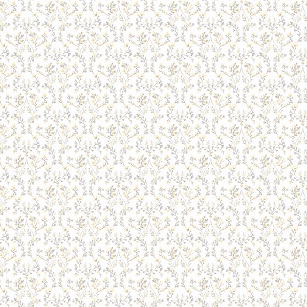 Galerie Wallpaper Product code: G56681 - Small Prints Wallpaper Collection - Yellow Grey Brown White Colours - Ogee Floral Design