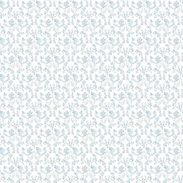 Galerie Wallpaper Product code: G56683 - Small Prints Wallpaper Collection - Blue Green White Colours - Ogee Floral Design