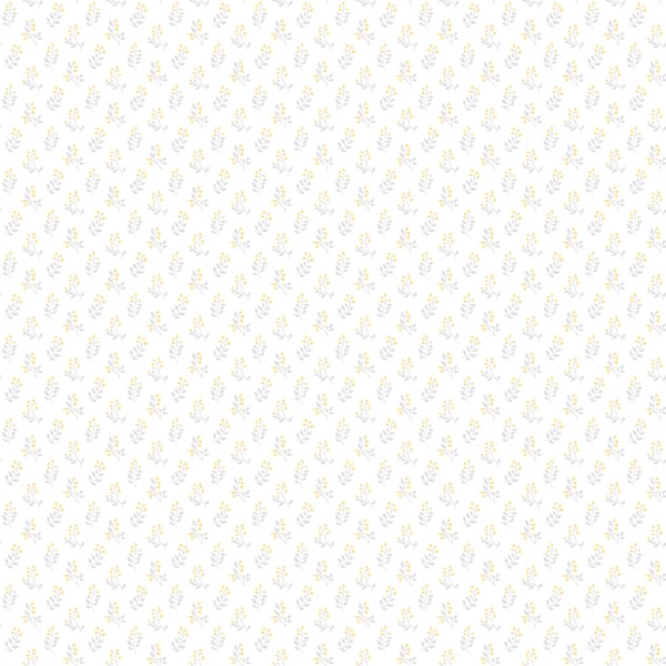 Galerie Wallpaper Product code: G56711 - Small Prints Wallpaper Collection - Yellow Grey White Colours - Vintage Bud Design