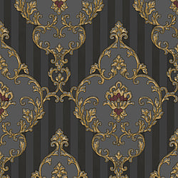 Galerie Wallcoverings Product Code: 4609 - Italian Glamour Wallpaper Collection Galerie Wallcoverings Product Code 4609 - Italian Glamour Wallpaper Collection - Gold Black Colours - Damask over Stripe Design