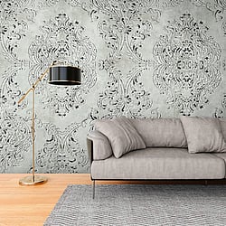Galerie Wallcoverings Product Code WH45204M - Welcome Home Murals Wallpaper Collection - Grey, Black, White Colours - Antique Damask Design