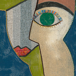 Galerie Wallcoverings Product Code WH45256M - Welcome Home Murals Wallpaper Collection - Blue, Multi-coloured, Green Colours - Abstract Face Expression Design