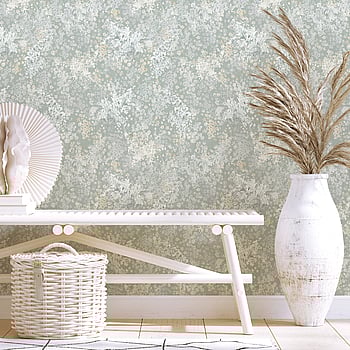 Galerie Wallcoverings Product Code 47452 - Flora Wallpaper Collection - Grey, White Colours -  