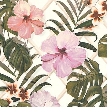 Galerie Wallcoverings Product Code ES31142 - Escape Wallpaper Collection - White, Cream, Green, Pink, Purple, Orange, Taupe Colours -  