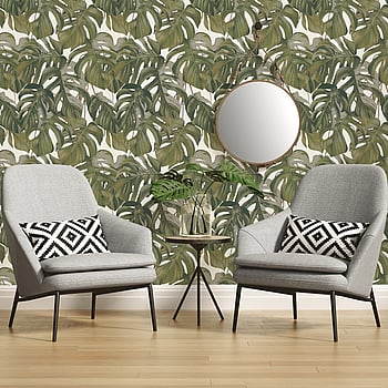 Galerie Wallcoverings Product Code ES31145 - Escape Wallpaper Collection - White, Brown, Green Colours -  