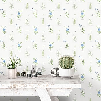 Galerie Wallcoverings Product Code S45206 - Country Cottage Wallpaper Collection - Blue Green Colours -  